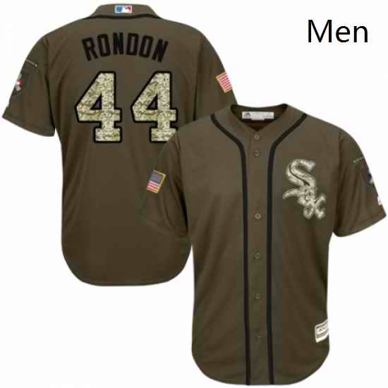 Mens Majestic Chicago White Sox 44 Bruce Rondon Authentic Green Salute to Service MLB Jersey